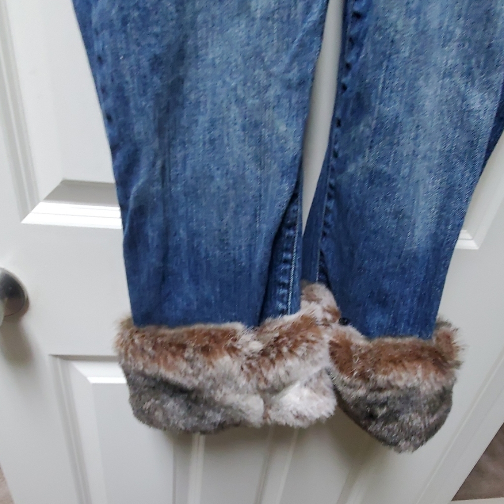 Real fur trimmed  Jeans